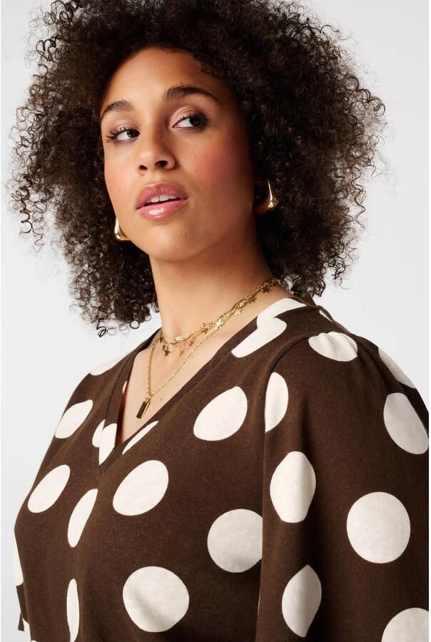 MS Mode blousetop Plus Size met stippen donkerbruin - Foto 3