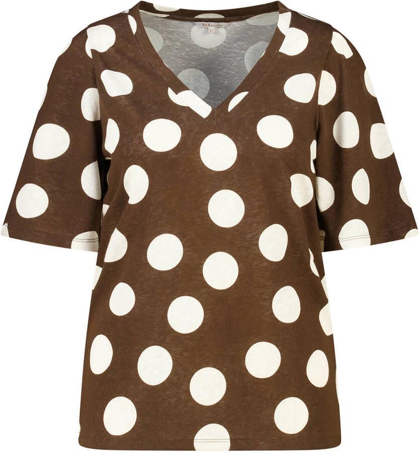 MS Mode blousetop Plus Size met stippen donkerbruin - Foto 2
