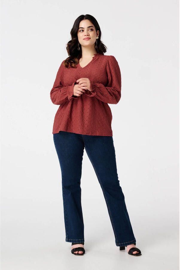 MS Mode blousetop roodbruin