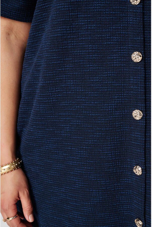 MS Mode bouclé korte jurk donkerblauw - Foto 2