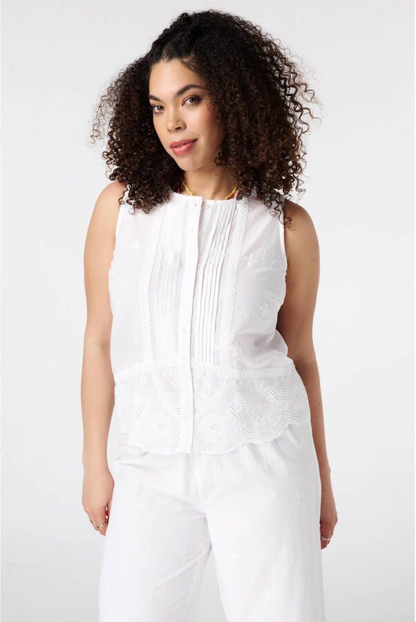 MS Mode broderie blouse Plus Size wit