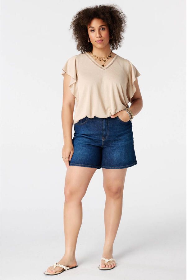 MS Mode broderie top met glitters Plus Size zand - Foto 3