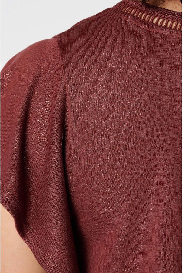 MS Mode broderie top met ruches Plus Size donkerrood - Foto 2