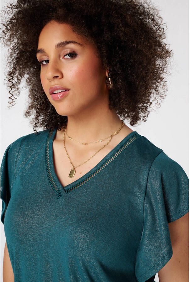 MS Mode broderie top met ruches Plus Size petrol - Foto 2