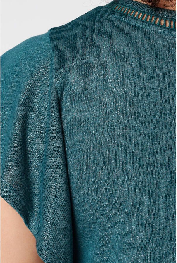 MS Mode broderie top met ruches Plus Size petrol - Foto 3