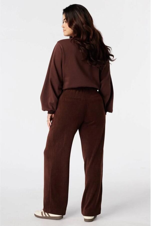 MS Mode corduroy wide leg broek bruin - Foto 3