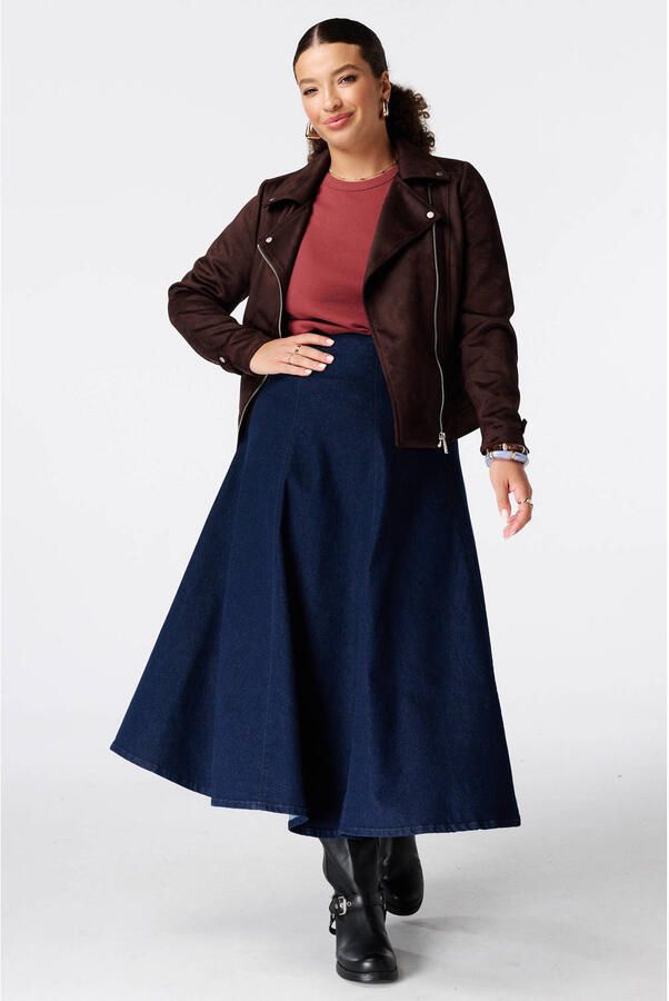MS Mode denim A-lijn midi rok Plus Size donkerblauw - Foto 2
