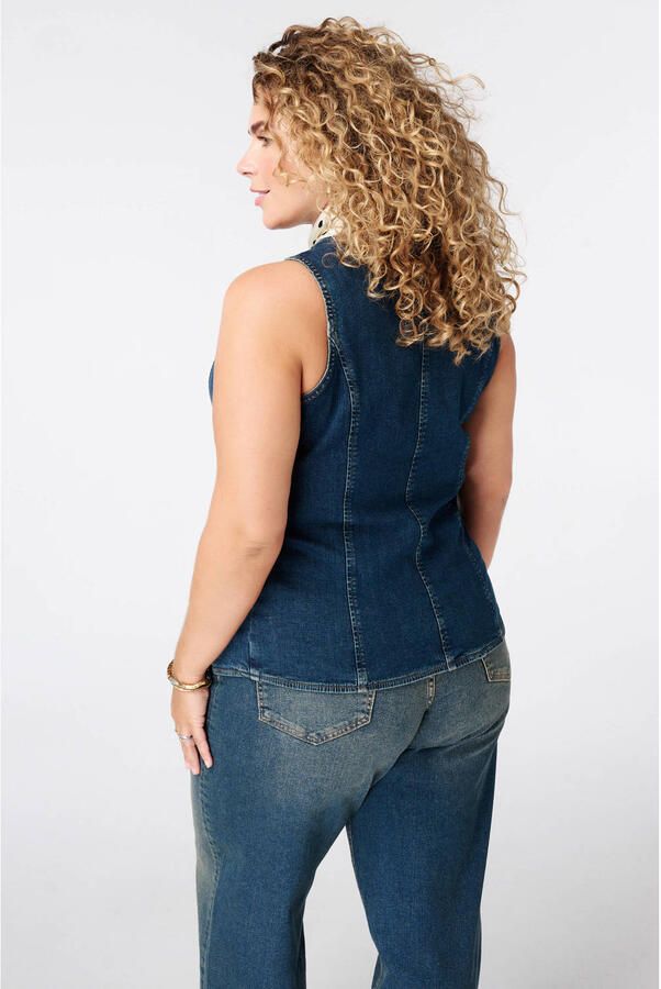 MS Mode denim aansluitend gilet Plus Size donkerblauw - Foto 2