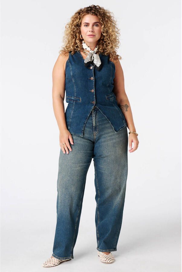 MS Mode denim aansluitend gilet Plus Size donkerblauw - Foto 3