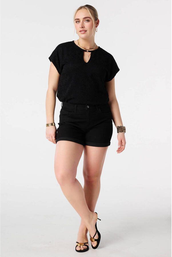 MS Mode denim slim regular waist short zwart