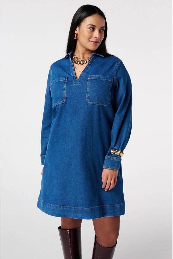 MS Mode denim spijkerjurk dark blue denim