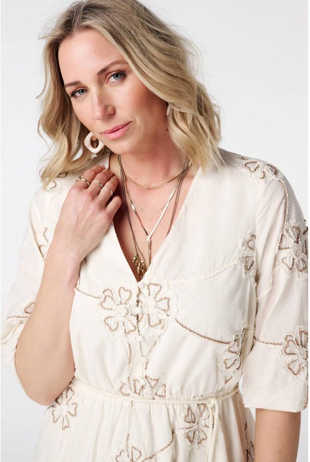 MS Mode fit & flare gebloemde zomerjurk Plus Size ecru