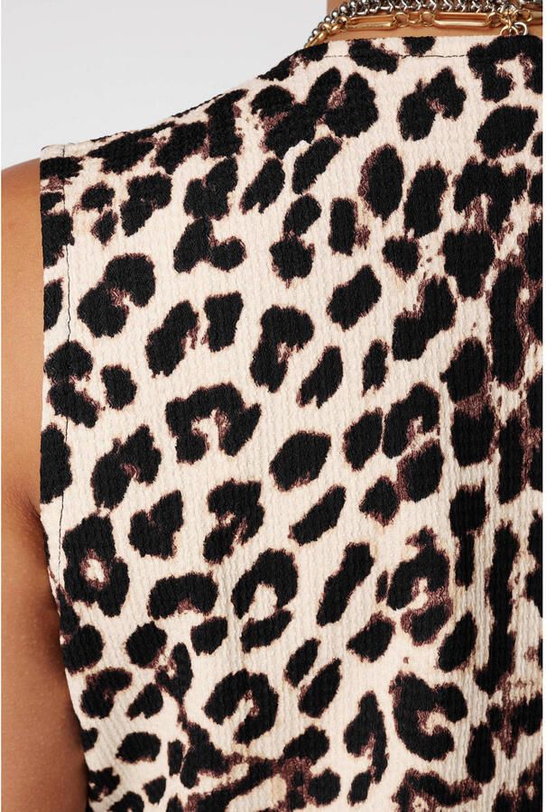 MS Mode fitted blousetop met panterprint Plus Size bruin - Foto 2