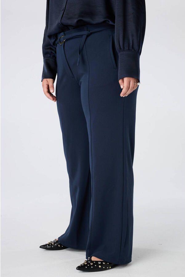 MS Mode flared broek met ceintuur Plus Size donkerblauw - Foto 2