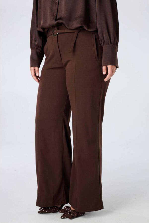 MS Mode flared broek Plus Size bruin
