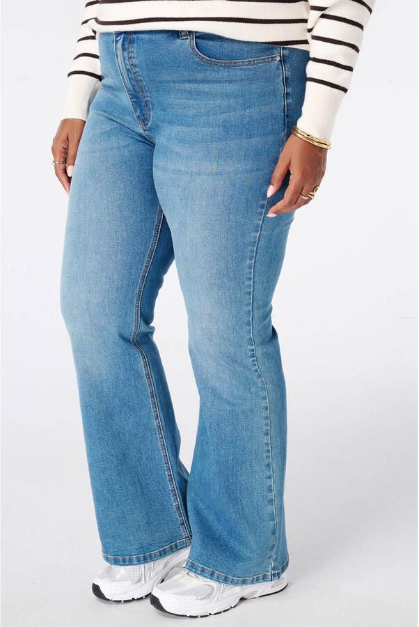 MS Mode flared jeans Plus Size donkerblauw