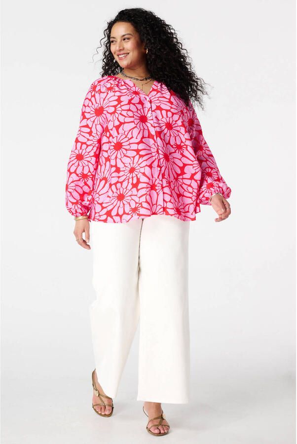 MS Mode gebloemde blouse roze
