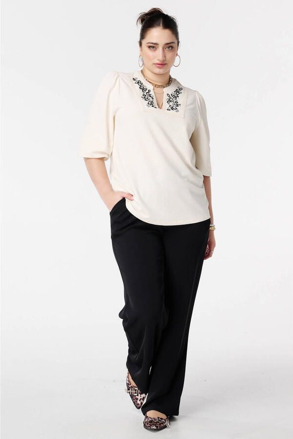 MS Mode gebloemde blousetop crème