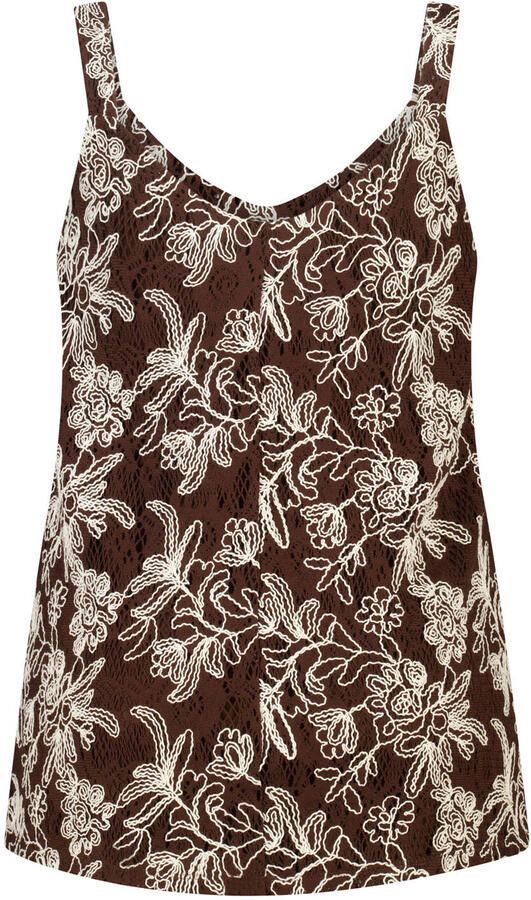 MS Mode gebloemde gehaakte top Plus Size donkerbruin - Foto 3