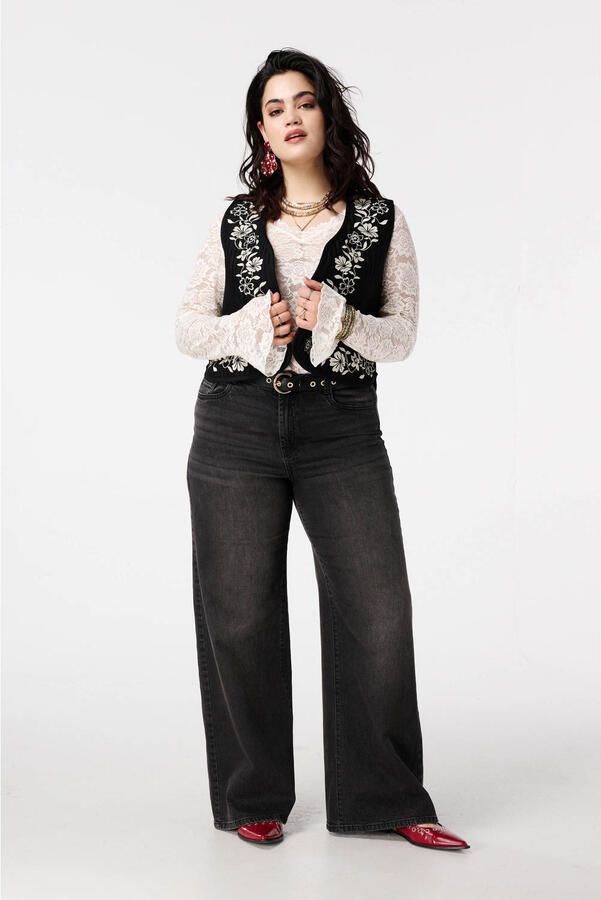 MS Mode gebloemde gilet zwart - Foto 3