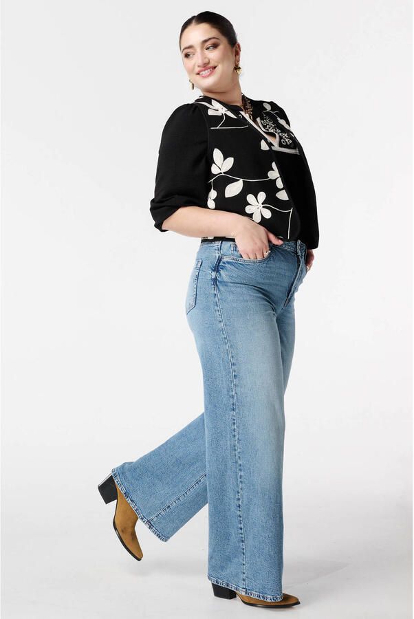 MS Mode gebloemde gilet zwart