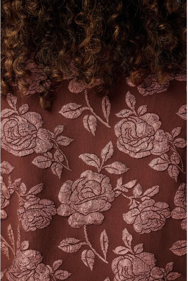 MS Mode gebloemde jacquard jas Plus Size bruin - Foto 2