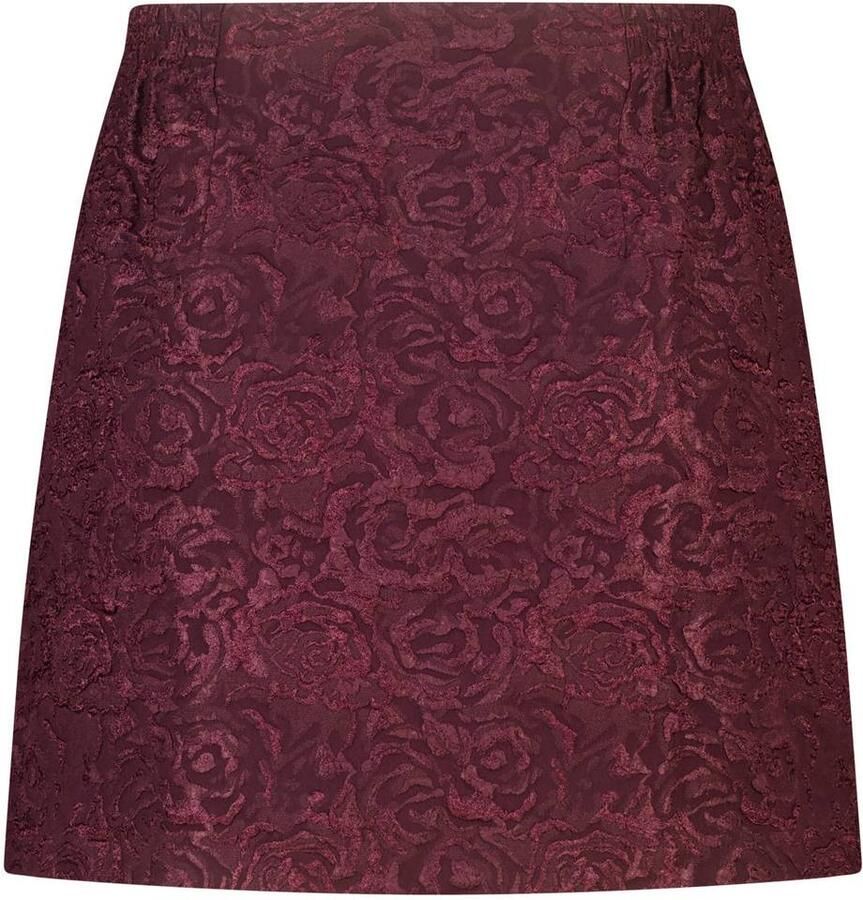 MS Mode gebloemde jacquard korte rok donkerrood - Foto 2