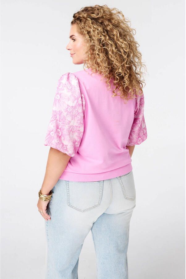 MS Mode gebloemde jacquard top Plus Size roze - Foto 3