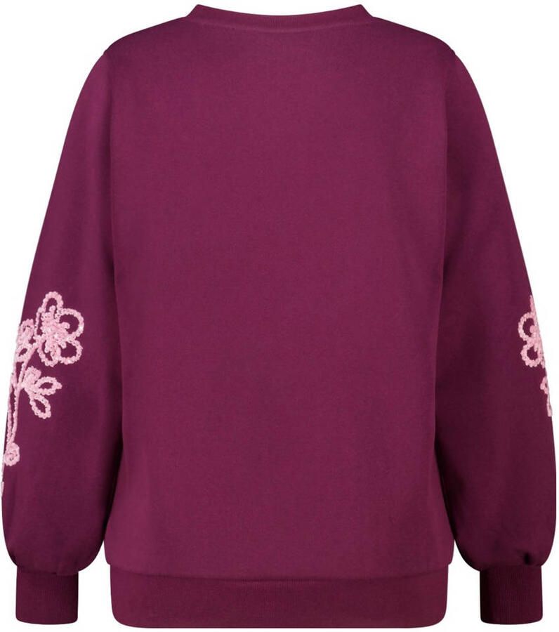 MS Mode gebloemde sweater donkerrood - Foto 2