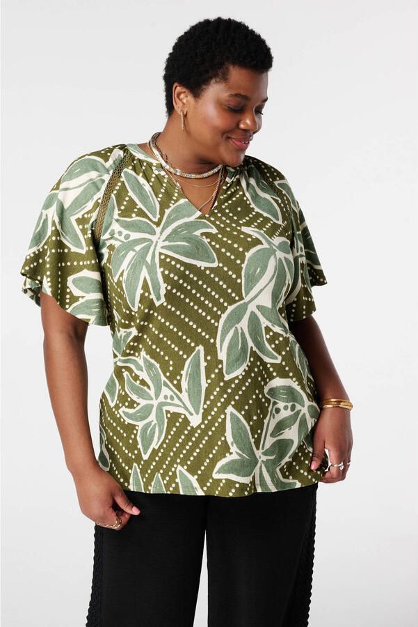 MS Mode gebloemde T-shirt groen