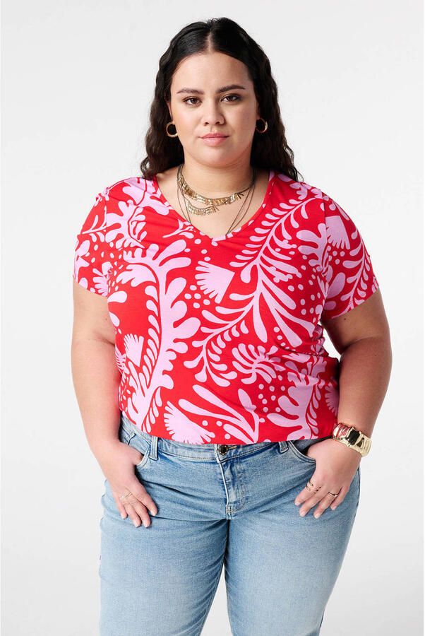 MS Mode gebloemde T-shirt rood
