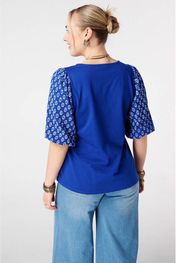 MS Mode gebloemde top blauw broderie - Foto 3