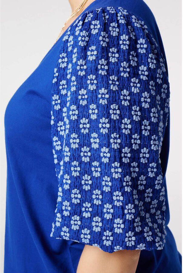 MS Mode gebloemde top blauw broderie - Foto 2