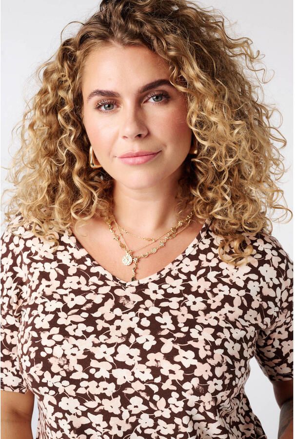 MS Mode gebloemde top Plus Size bruin - Foto 2