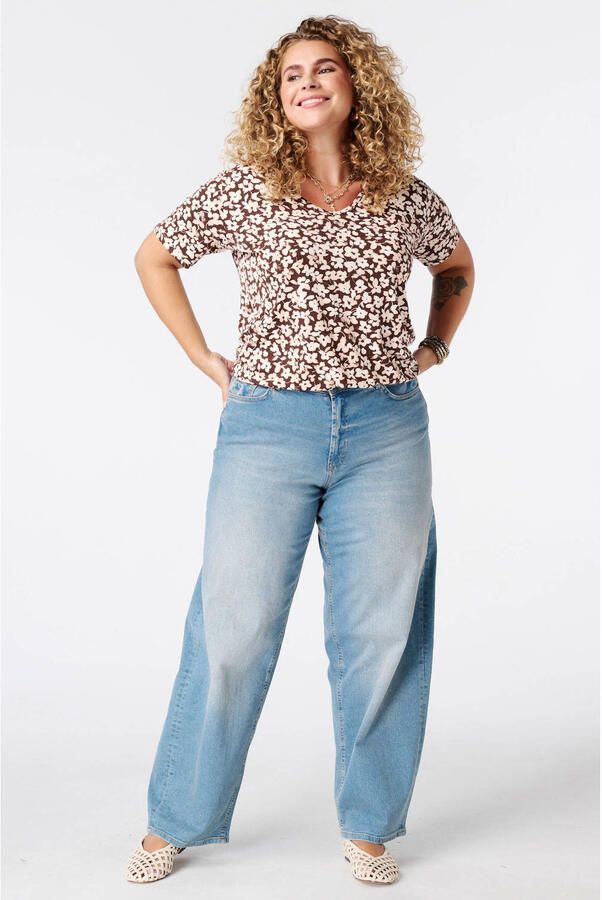 MS Mode gebloemde top Plus Size bruin - Foto 3