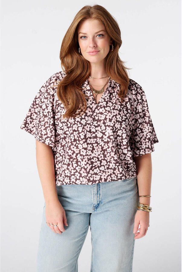 MS Mode gebloemde top Plus Size meerkleurig