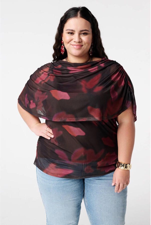 MS Mode gebloemde top rood
