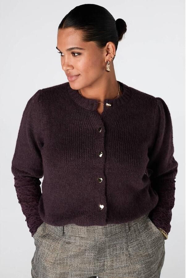 MS Mode gebreid vest aubergine
