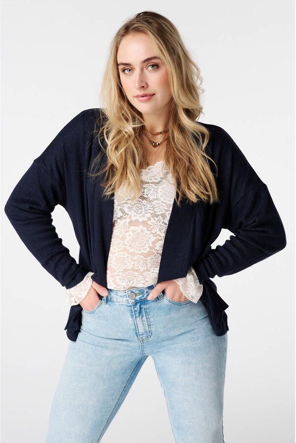 MS Mode gebreid vest donkerblauw