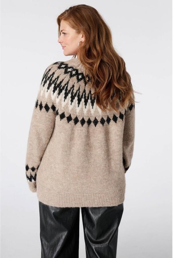 MS Mode gebreide noorse trui met print en wol beige - Foto 3