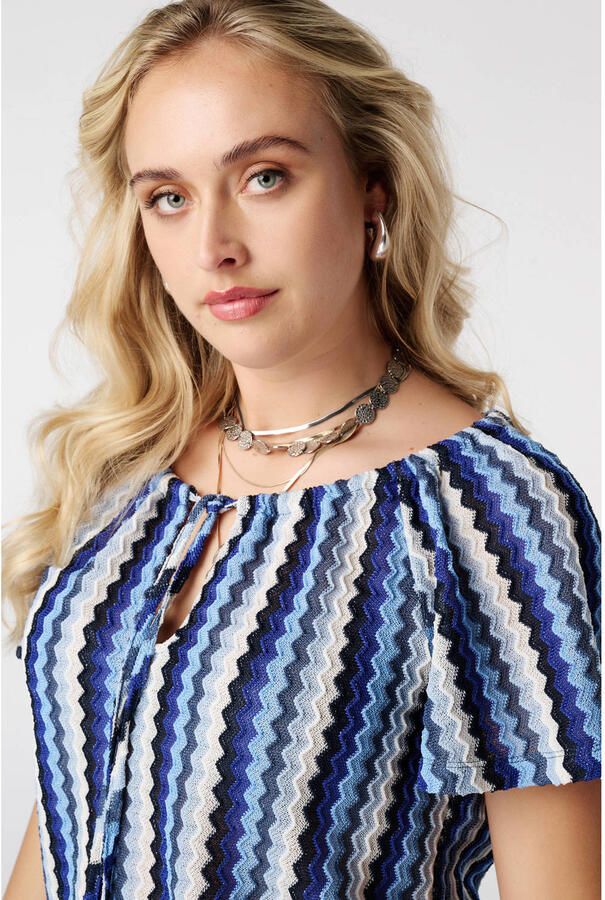 MS Mode gebreide top Plus Size met cut-out en print blauw - Foto 3