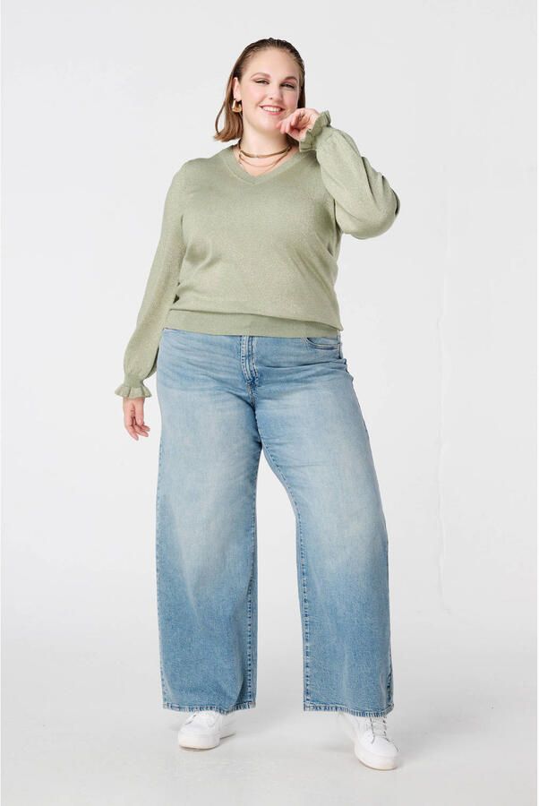 MS Mode gebreide trui lichtgroen met lurex - Foto 3