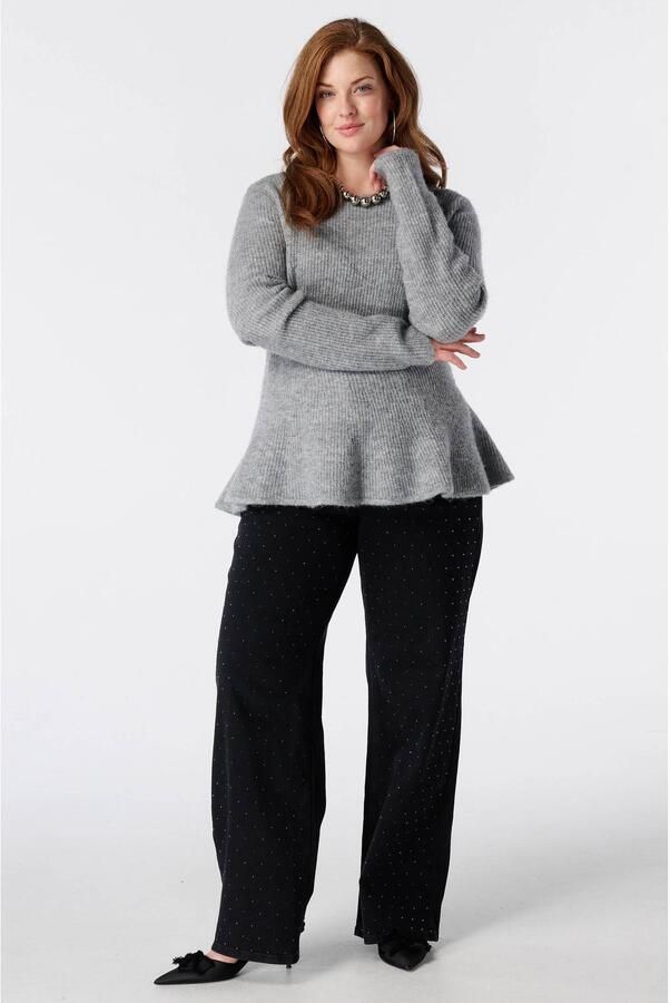 MS Mode gebreide trui met peplum grijs
