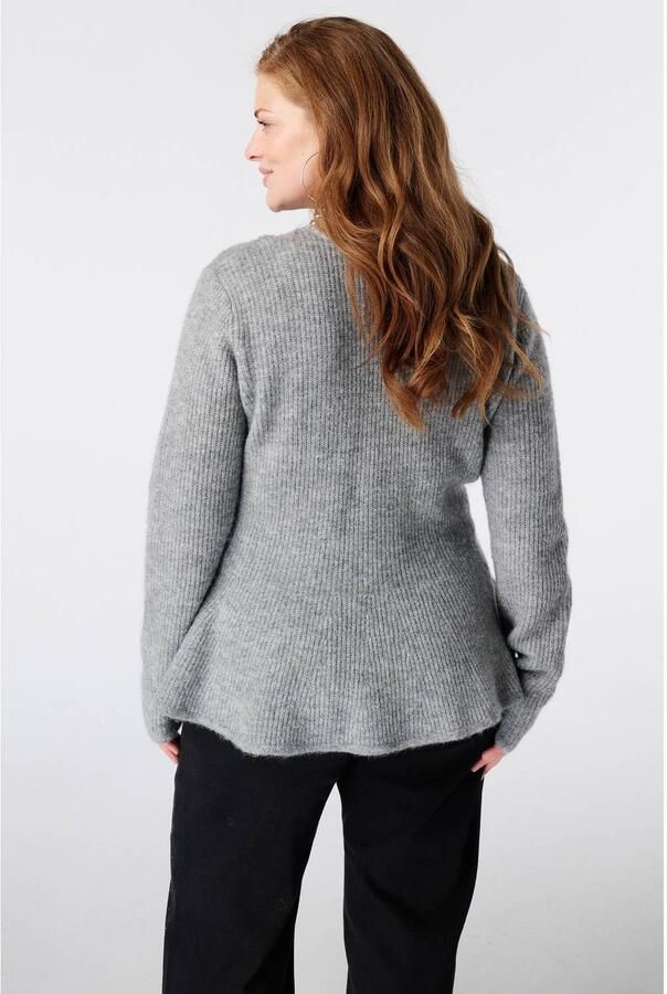 MS Mode gebreide trui met peplum grijs - Foto 3