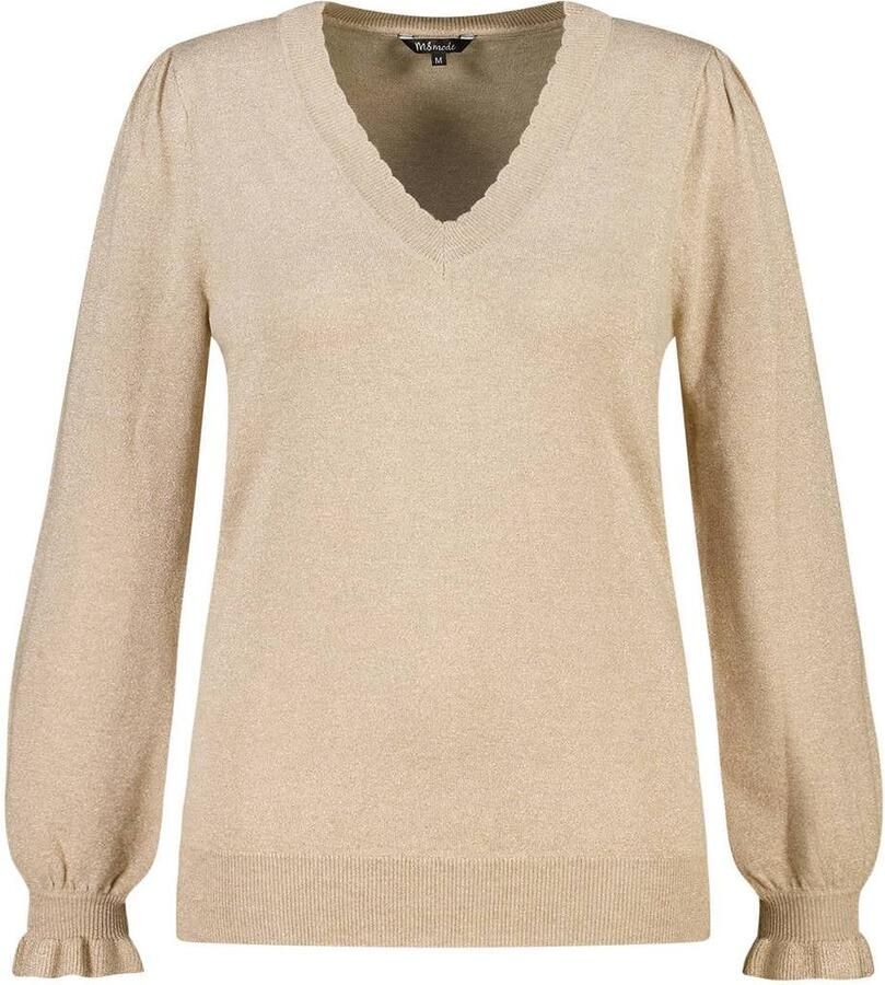 MS Mode gebreide trui met ruches beige - Foto 2