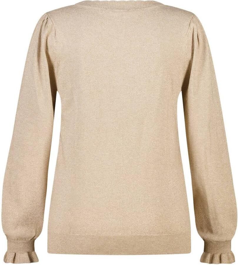 MS Mode gebreide trui met ruches beige - Foto 3