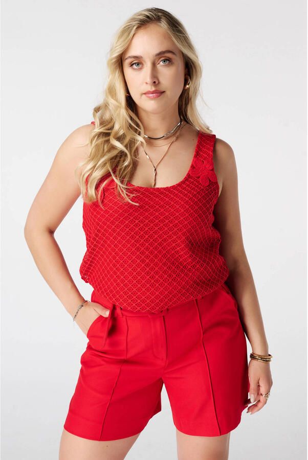 MS Mode gehaakte top Plus Size rood