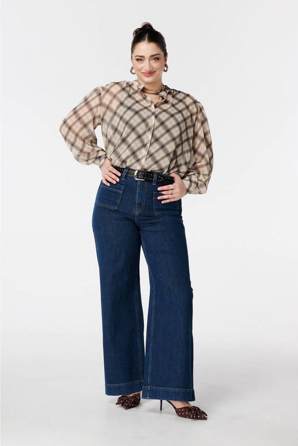 MS Mode geruit blouse bruin