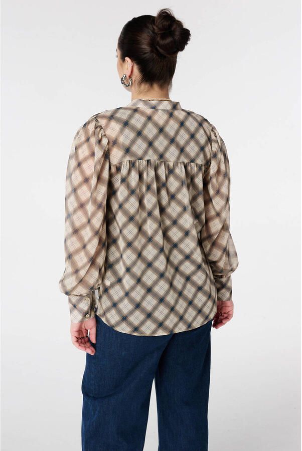 MS Mode geruit blouse bruin - Foto 3