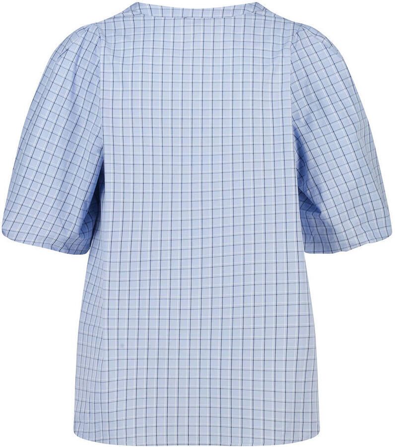 MS Mode geruite blouse Plus Size blauw